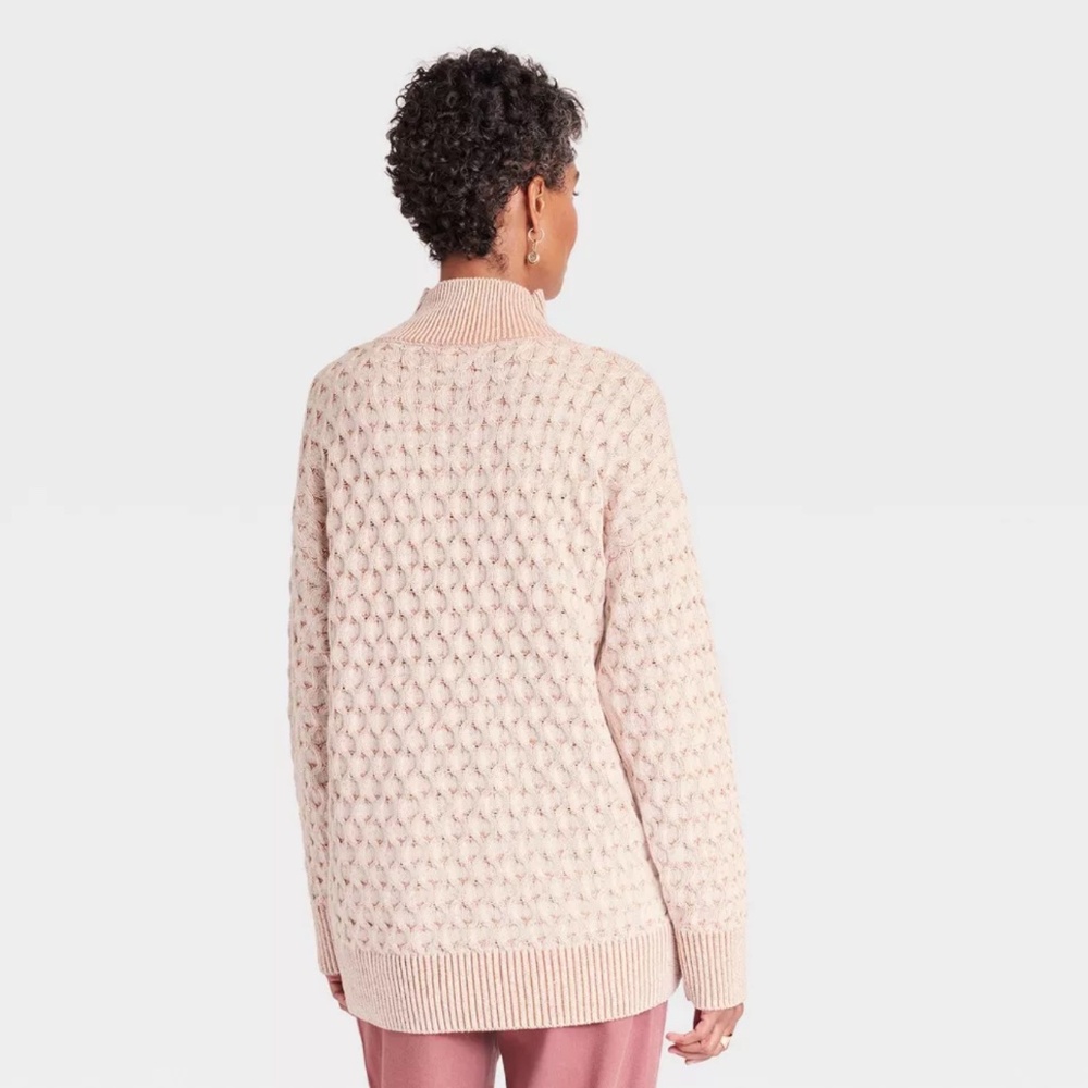 Brown and White Mock Turtleneck Pullover Sweater from Knox Rose - Picture 6 of 7